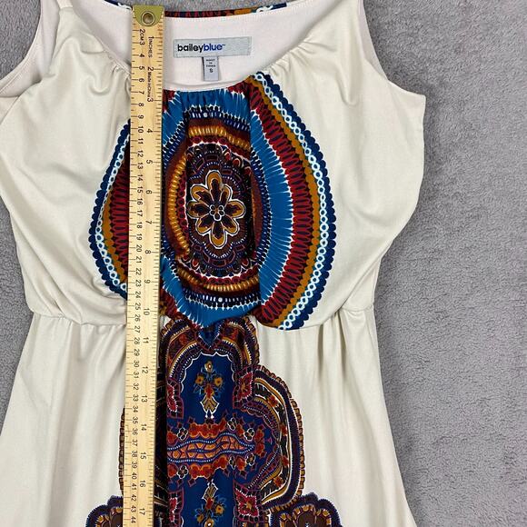 Bailey Blue Dress Women Small White Multi Floral Stretch Strapless A-Line Boho - Picture 10 of 11